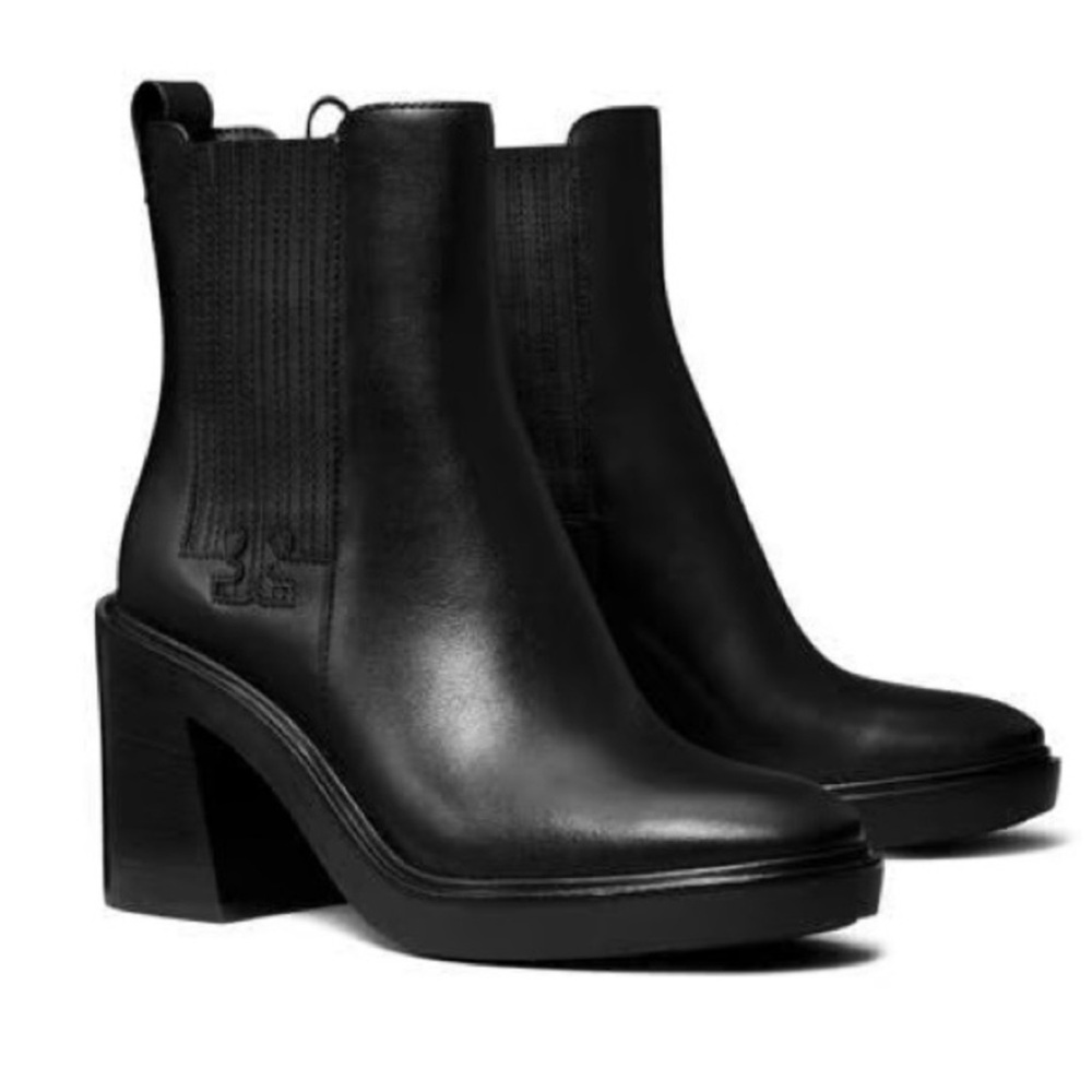 TORY BURCH T-Gore Leather Chelsea Boots, SIZE 10